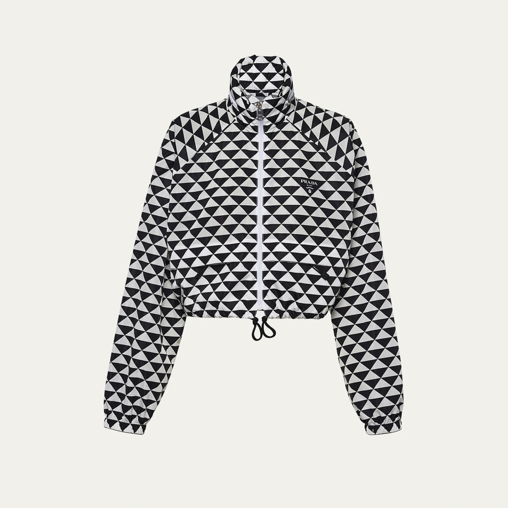 Prada Monochrome Geometric Bomber Jacket